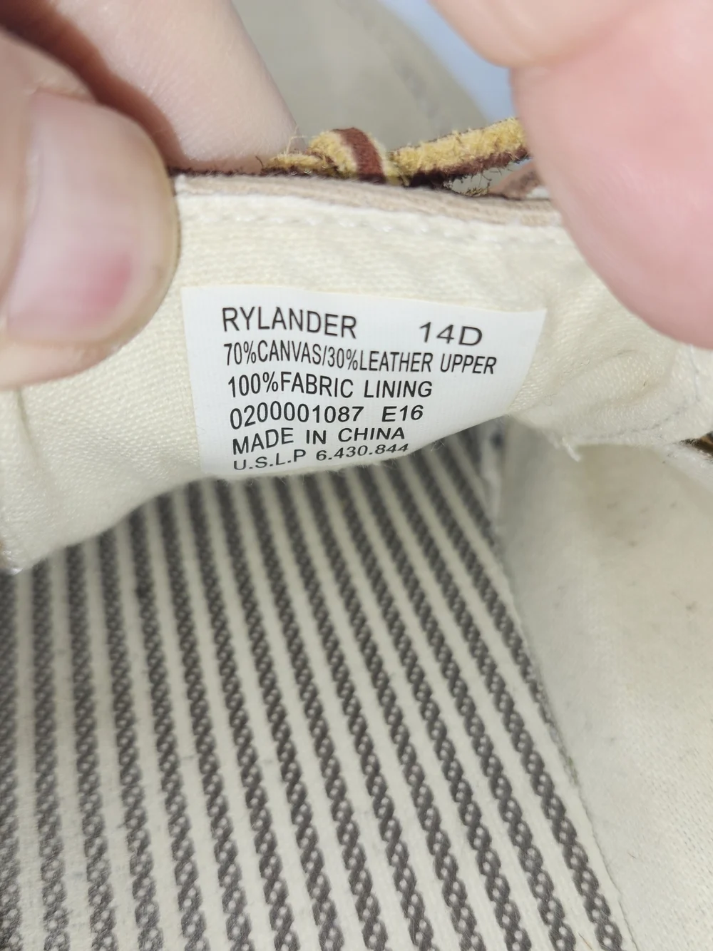Polo Ralph Lauren Mens 14 D Tan Canvas Boat Shoes with Brown Leather Trim